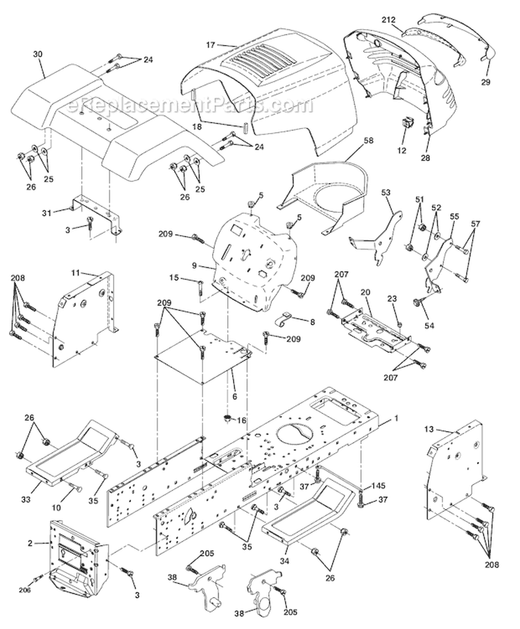 Page B Diagram and Parts List for WE16542E  Weed Eater Lawn Tractor